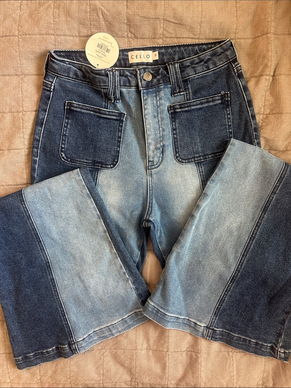 Cello Dark and Light Blue Two-Tone Jeans